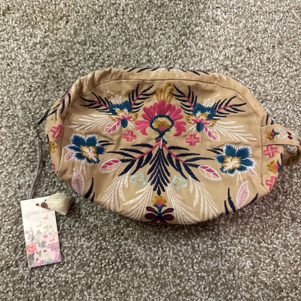 NWT Johnny Was khaki brown carmella MAKEUP BAG cosmetic bag